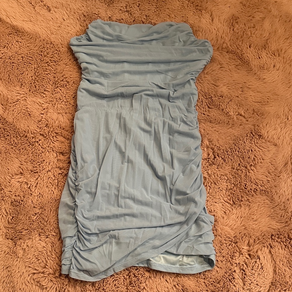 Elegant Blue Ruched Dress
